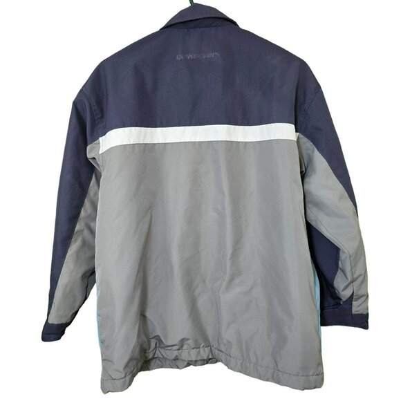 Vtg Quiksilver Boys LG Colorblock Active Track Jacket Polyester Zip-Up Navy Grey - Picture 2 of 12